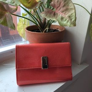 Liz Claiborne Folding Wallet Coral Vegan
